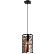 Brody Black and Gold Grid Tall Metal Shade Pendant Light - Lighting.co.za