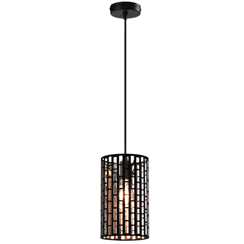 Brody Black and Gold Grid Tall Metal Shade Pendant Light - Lighting.co.za