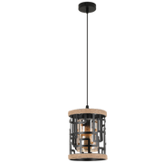 Freeport Black and Natural Rope Rattan Pendant Light - Lighting.co.za