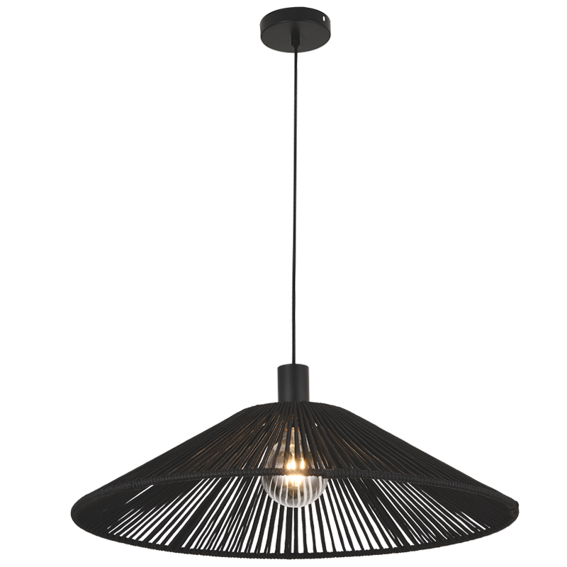 Lattice Black or Natural Rope Rattan Pendant Light - Lighting.co.za