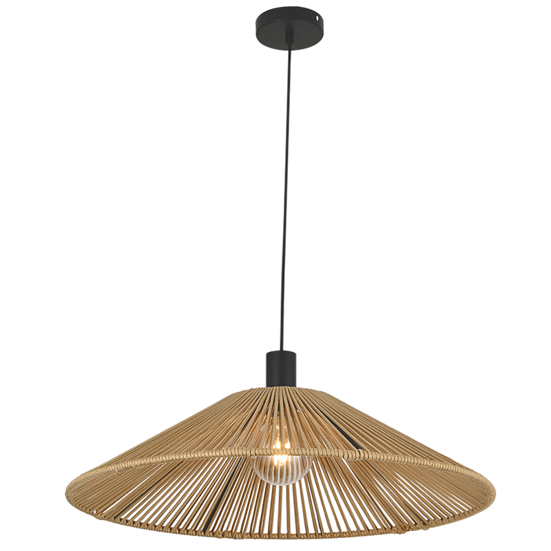 Lattice Black or Natural Rope Rattan Pendant Light - Lighting.co.za