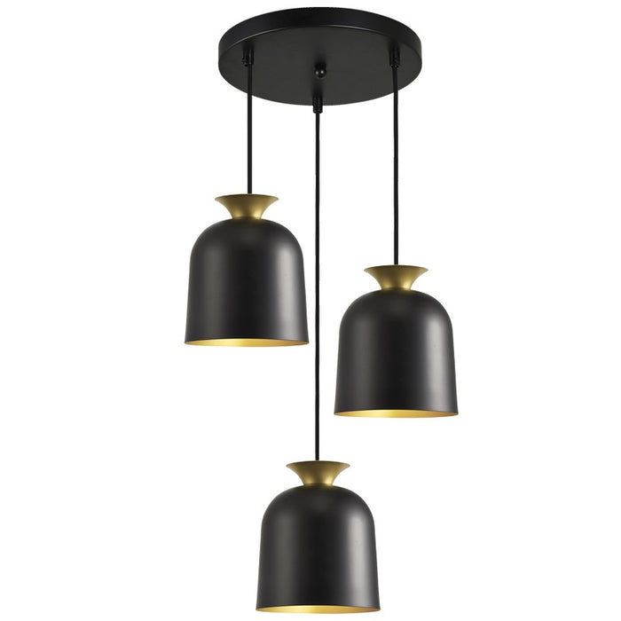 Swoon 3 Light Black Gold Metal Shade Pendant Light