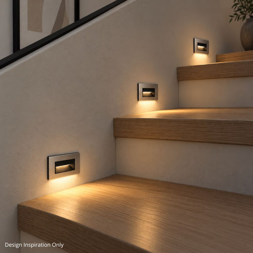 Elfa Black Grey Rectangular Recessed Indoor 1.5 Watt LED Step Light - Step Light - Lighting.co.za