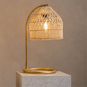 Albia Gold and Rattan Shade Table Lamp - Lighting.co.za