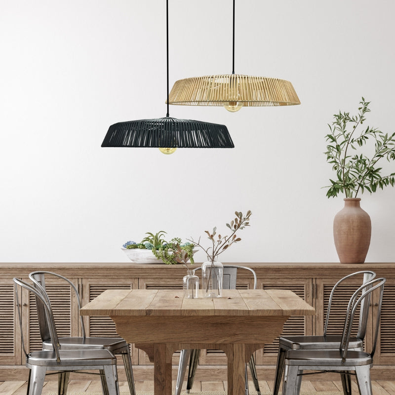 Nelson Natural or Black Rattan Pendant Light - Lighting.co.za