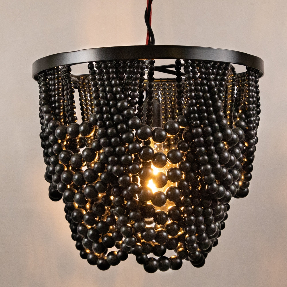 Sierra Black Double Draped Beaded Chandelier — Lighting.co.za