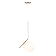 45 Degree Brass | Black | Silver and Opal Glass Pendant Light 2 Sizes - Lighting.co.za