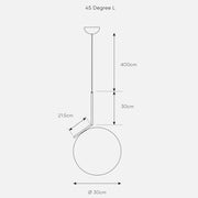 45 Degree Brass | Black | Silver and Opal Glass Pendant Light 2 Sizes - Lighting.co.za