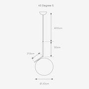 45 Degree Brass | Black | Silver and Opal Glass Pendant Light 2 Sizes - Lighting.co.za