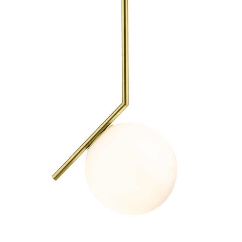 45 Degree Brass | Black | Silver and Opal Glass Pendant Light 2 Sizes - Lighting.co.za