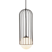 Basket Black Cage and Frosted Glass Pendant Light - Lighting.co.za