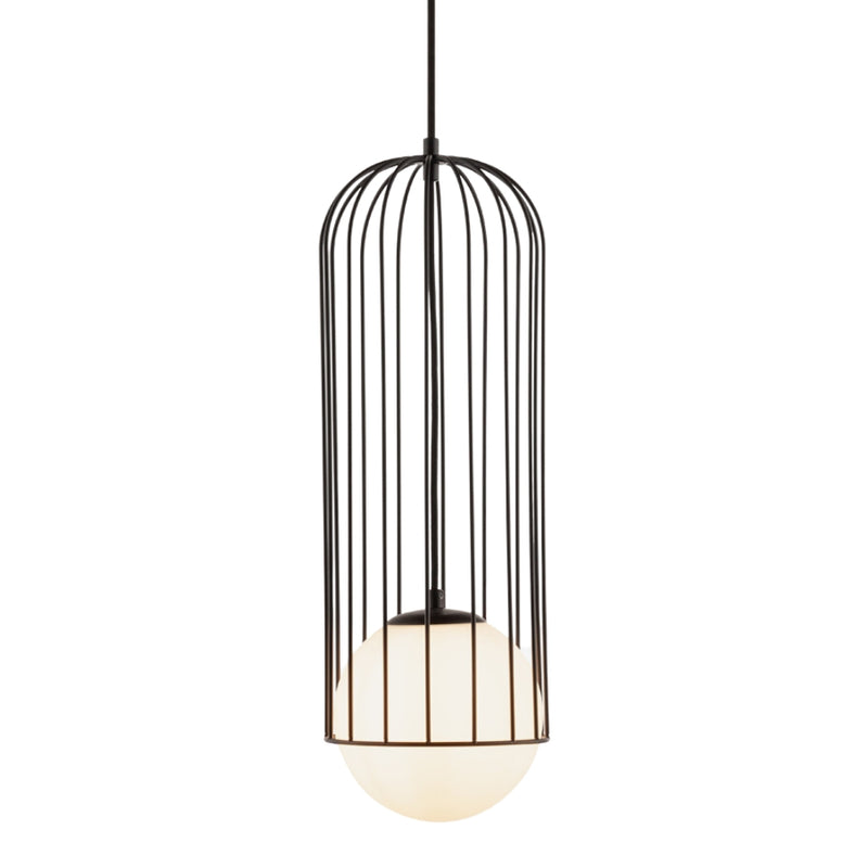 Basket Black Cage and Frosted Glass Pendant Light - Lighting.co.za