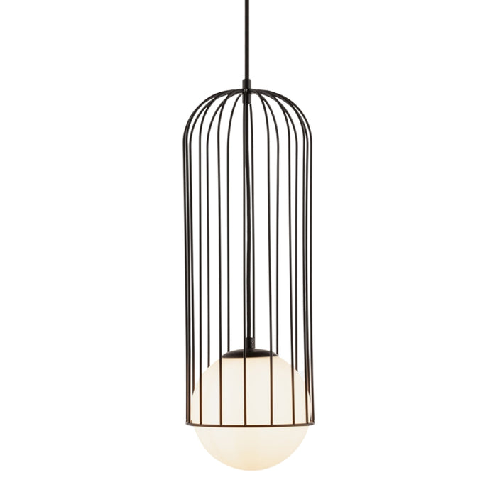 Basket Black Cage and Frosted Glass Pendant Light - Lighting.co.za