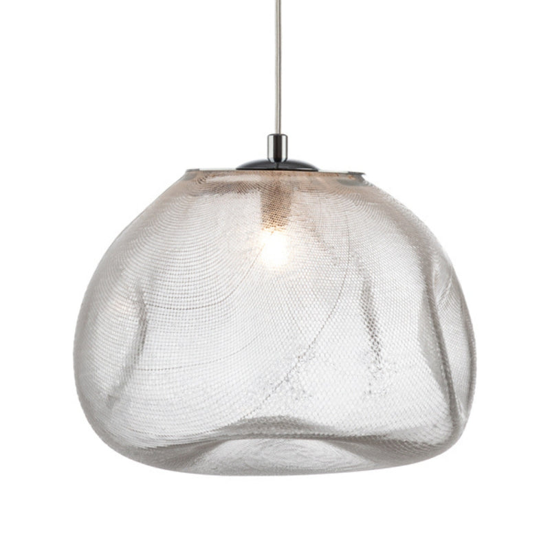 Cumulus Clear or Smokey Fibre Mesh Glass Pendant Light 2 Sizes - Lighting.co.za