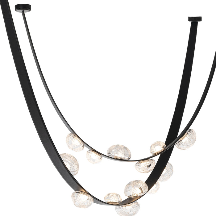 Droplet Black Leather and Glass LED Pendant Light 2 Sizes - Lighting.co.za