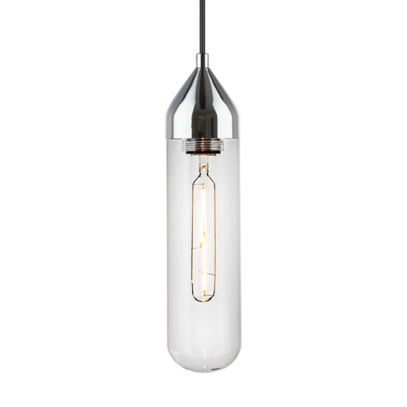 Pill Tall Black | Gold | Chrome and Clear Glass Pendant Light - Lighting.co.za
