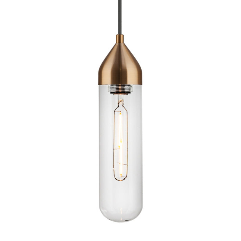 Pill Tall Black | Gold | Chrome and Clear Glass Pendant Light - Lighting.co.za