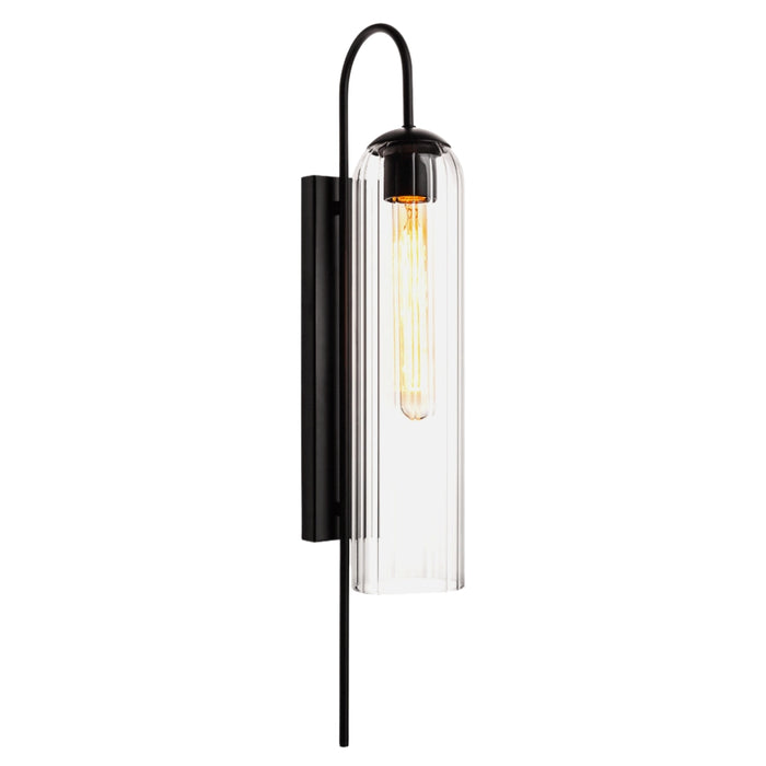 Pret Black | Chrome and Clear Ribbed Glass Wall Light - Lighting.co.za