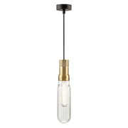 Retro Pill Black | Gold and Clear Ribbed Glass Pendant Light - Lighting.co.za