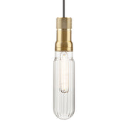 Retro Pill Black | Gold and Clear Ribbed Glass Pendant Light - Lighting.co.za