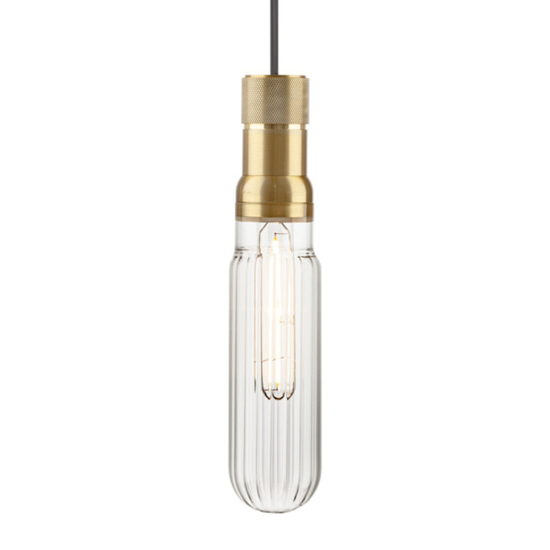 Retro Pill Black | Gold and Clear Ribbed Glass Pendant Light - Lighting.co.za