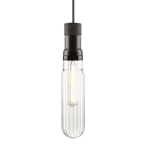 Retro Pill Black | Gold and Clear Ribbed Glass Pendant Light - Lighting.co.za