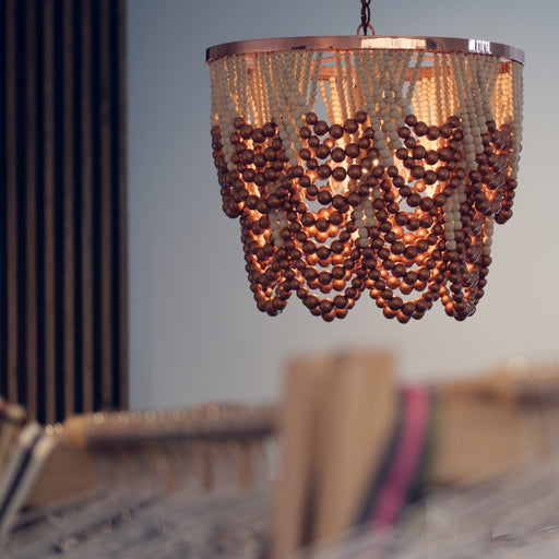 Sierra Rose Gold Double Draped Beaded Chandelier - Lighting.co.za