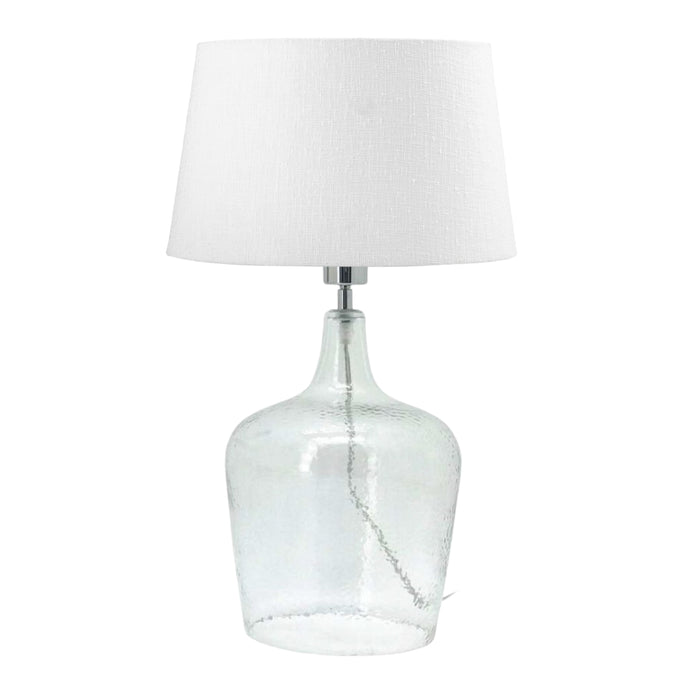 Brock Clear Glass and White Shade Table Lamp - Lighting.co.za