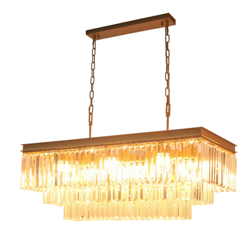 Laurel Black or Gold Rectangular K9 Crystal Chandelier - Lighting.co.za