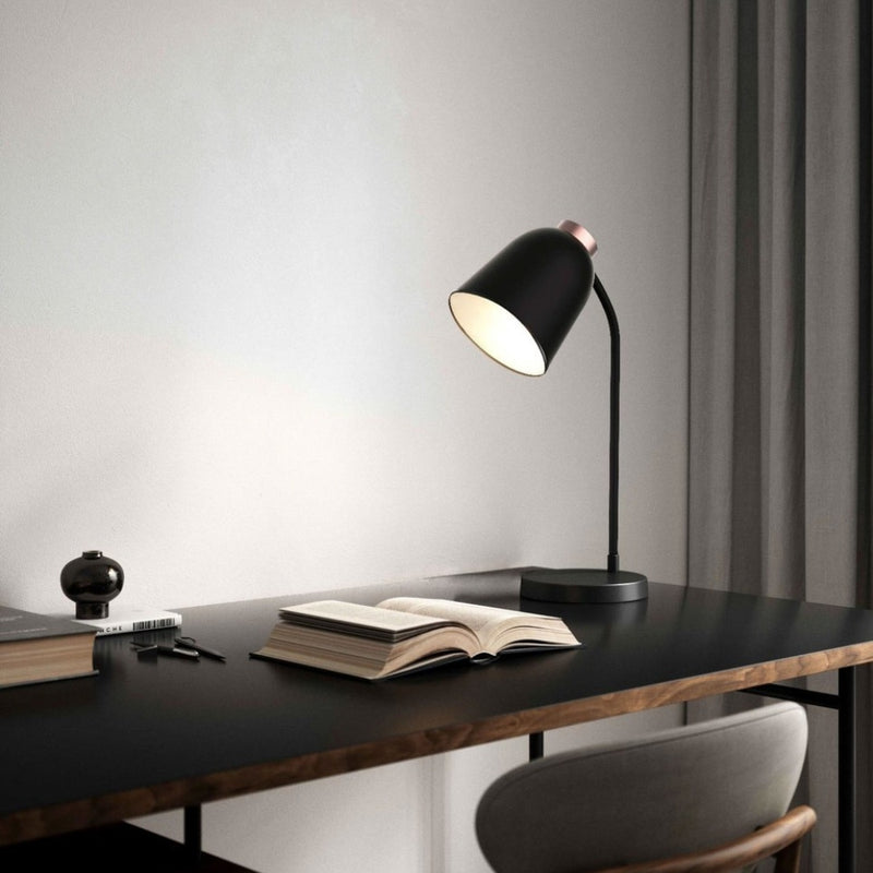 Ellia Black or White and Rose Gold Rechargeable Desk Lamp - Lighting.co.za