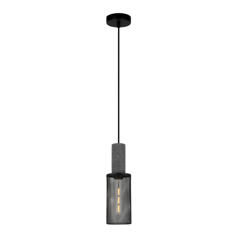 Midnight Long Black Mesh and Stone Pendant Light - Lighting.co.za