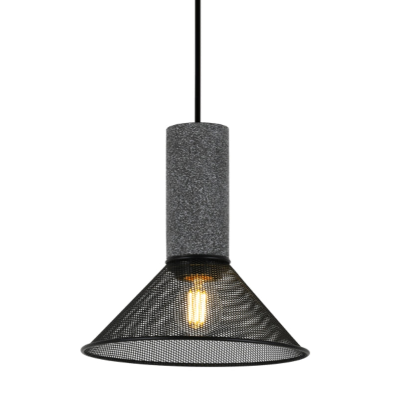 Midnight Cone Black Mesh and Stone Pendant Light - Lighting.co.za