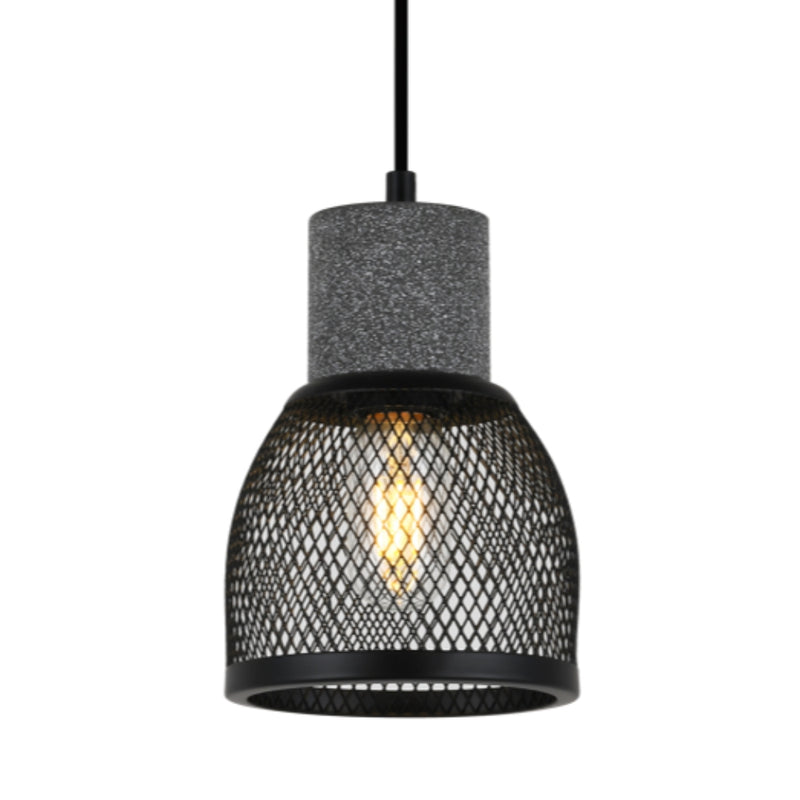 Midnight Mini Dome Black Mesh and Stone Pendant Light - Lighting.co.za