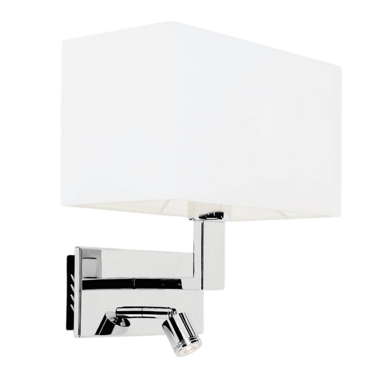 Sola LED Chrome and White Shade Bedside Wall Light - Lighting.co.za
