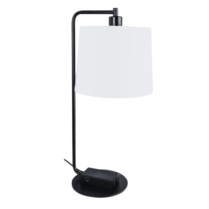 Aura Black and White Shade Desk Lamp with USB Charger - Lighting.co.za