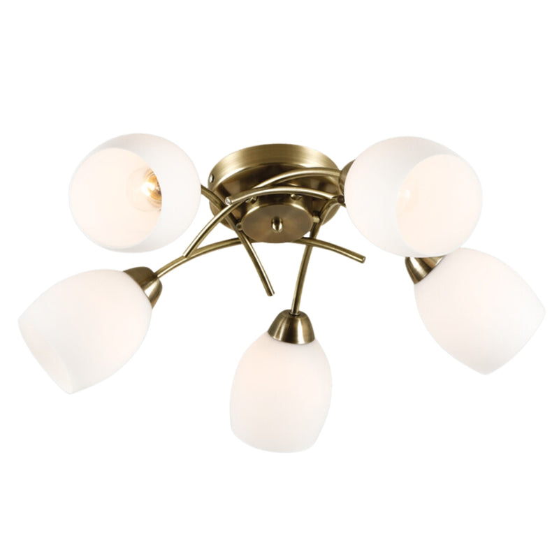 Decca Antique Brass and Glass Ceiling Light - Lighting.co.za