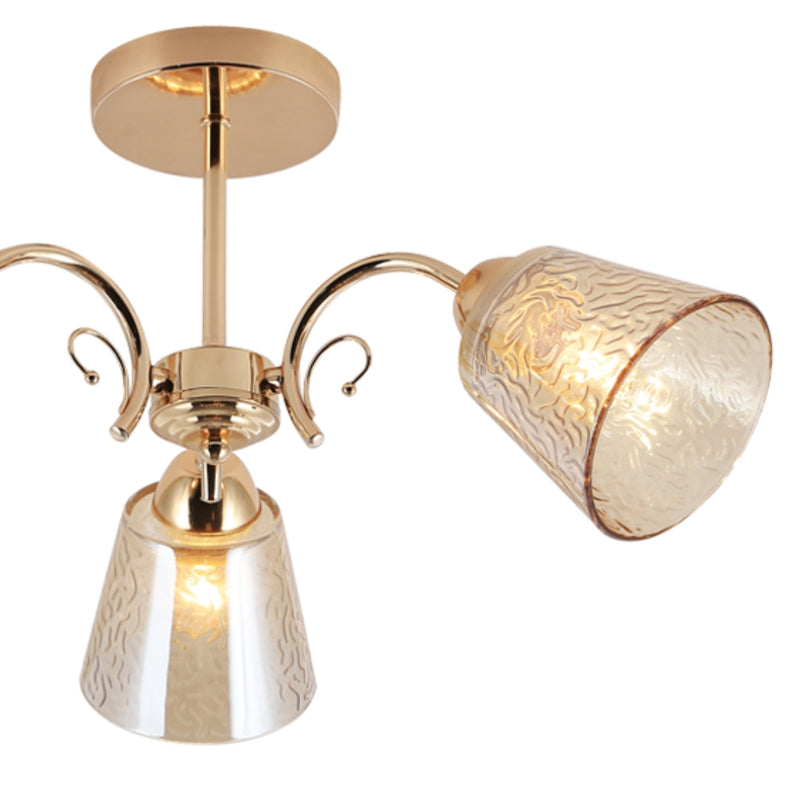 Francine Gold and Patterned Amber Glass Ceiling Light - Lighting.co.za