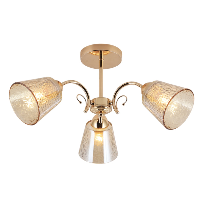 Francine Gold and Patterned Amber Glass Ceiling Light - Lighting.co.za