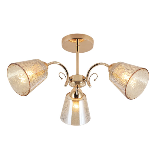 Francine Gold and Patterned Amber Glass Ceiling Light - Lighting.co.za