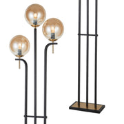 Amilla 3 Light Black And Smoke or Amber Glass Floor Lamp - Lighting.co.za