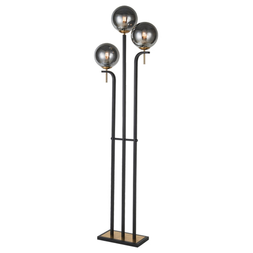 Amilla 3 Light Black And Smoke or Amber Glass Floor Lamp - Lighting.co.za