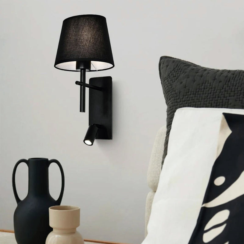 Riley Black | Gold | Chrome and Shade LED Bedside Wall Light - Lighting.co.za