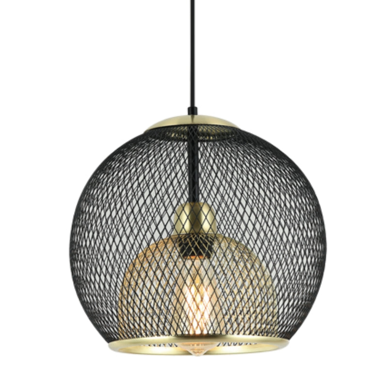 Eton Black and Gold Wire Mesh Pendant Light - Lighting.co.za