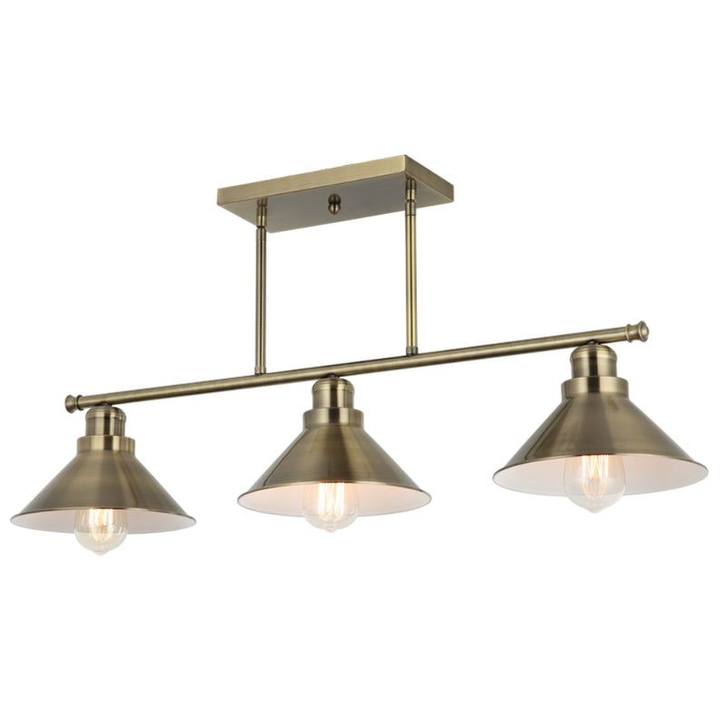 Masson 3 Light Antique Brass Farmstyle Pendant Light - Lighting.co.za