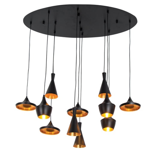 Solo 11 Light Black and Gold Cluster Pendant Light - Lighting.co.za