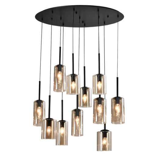 Bay 11 Light Amber Glass and Black Cluster Pendant Light - Lighting.co.za