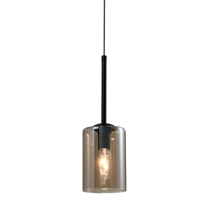 Bay 1 Light Amber Glass and Black Pendant Light - Lighting.co.za