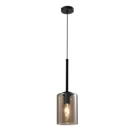 Bay 1 Light Amber Glass and Black Pendant Light - Lighting.co.za