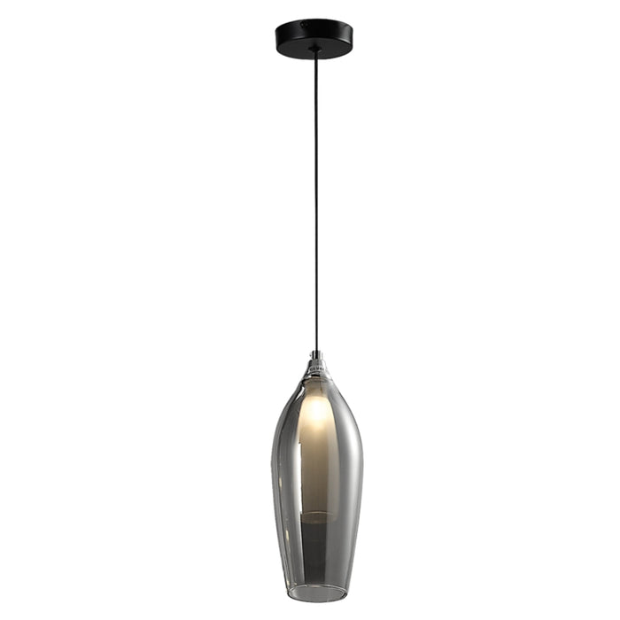 Neo 1 Light Smoke Glass and Black Pendant Light - Lighting.co.za
