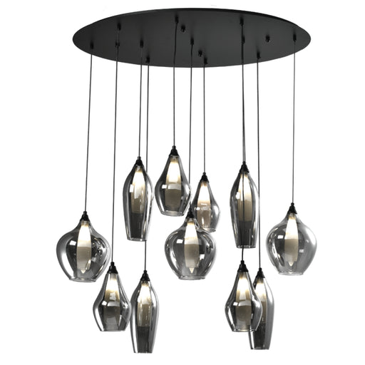 Neo 11 Light Smoke Glass and Black Cluster Pendant Light - Lighting.co.za